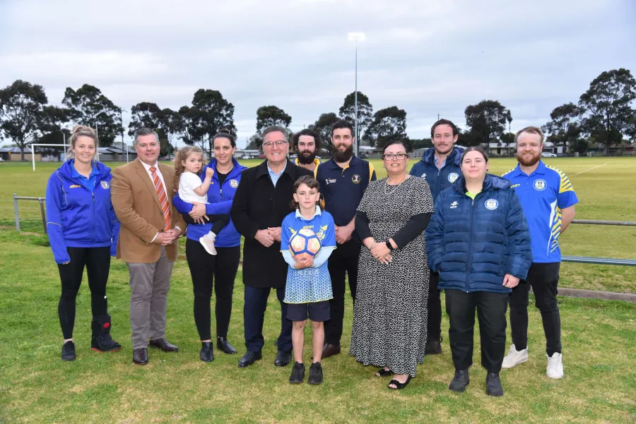 L to R - Stephanie McDonald, Cr Anthony Aitken, Hazel Brewer, Adele Casey, Member for Lara John Eren, Jason Heywood, Dylan Pyle (with ball), President Rhys Brewer, Cr Kylie Grzybek, Tyler Friswell, Nadia Roberts, Matthew Burgess. L to R - Stephanie McDonald, Cr Anthony Aitken, Hazel Brewer, Adele Casey, Member for Lara John Eren, Jason Heywood, Dylan Pyle (with ball), President Rhys Brewer, Cr Kylie Grzybek, Tyler Friswell, Nadia Roberts, Matthew Burgess.