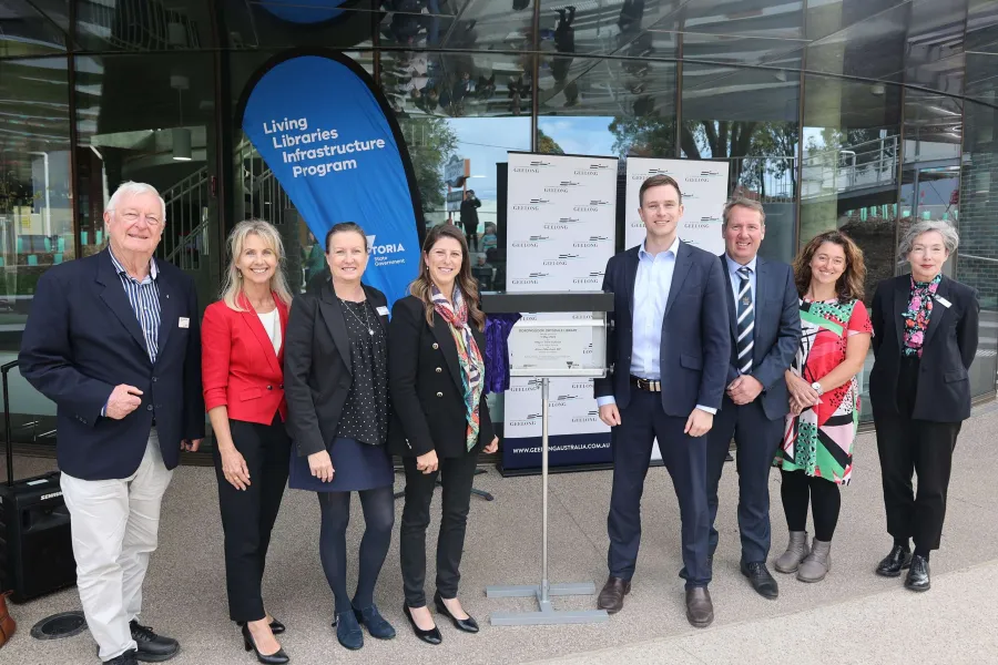 L-R: Greater Geelong councillors Jim Mason, Stephanie Asher and Melissa Cadwell, Alison Marchant MP, Greater Geelong Mayor Trent Sullivan, GRLC Chair Cr Ron Nelson, Surf Coast Mayor Liz Pattison, GRLC CEO Vanessa Schernickau. L-R: Greater Geelong councillors Jim Mason, Stephanie Asher and Melissa Cadwell, Alison Marchant MP, Greater Geelong Mayor Trent Sullivan, GRLC Chair Cr Ron Nelson, Surf Coast Mayor Liz Pattison, GRLC CEO Vanessa Schernickau.