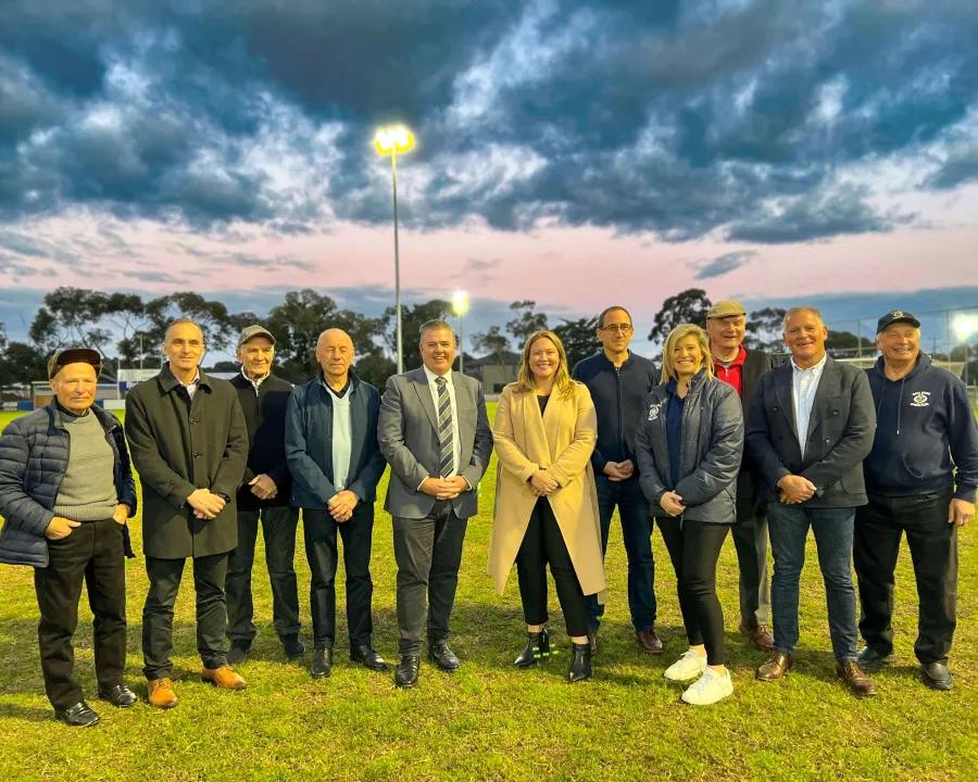 L-R - Paul Secen (Bell Park Sports Club life member), Cr Eddie Kontelj, Les Milanovic (life member), Lino Bisinella, Deputy Mayor Anthony Aitken, Ella George MP, Richard Bisinella, Rose Pirrottina (President), Gino Tromba (life member), Cr Peter Murrihy, Frank Mazza (life member). L-R - Paul Secen (Bell Park Sports Club life member), Cr Eddie Kontelj, Les Milanovic (life member), Lino Bisinella, Deputy Mayor Anthony Aitken, Ella George MP, Richard Bisinella, Rose Pirrottina (President), Gino Tromba (life member), Cr Peter Murrihy, Frank Mazza (life member).