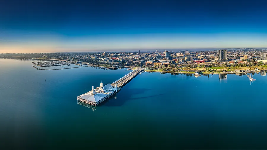 Waterfront - Geelong Waterfront aerial shot showcasing the pier