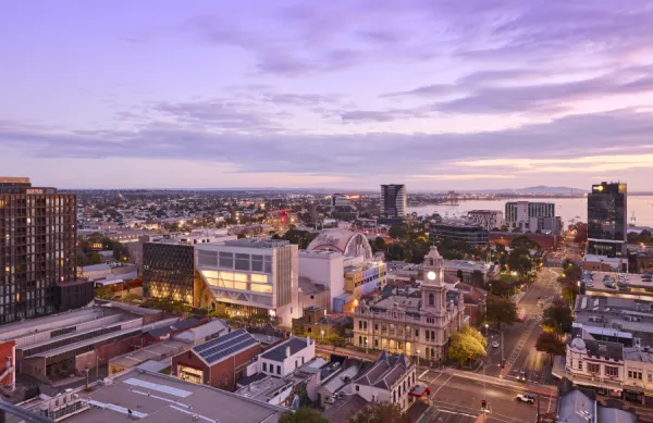 Statistics and data Geelong centre at sunset