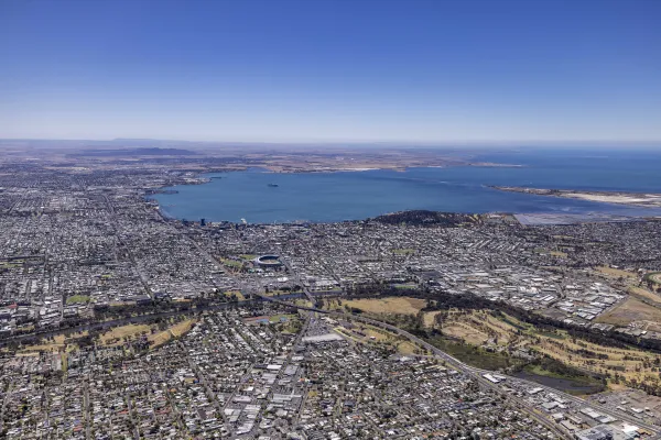 Greater Geelong Aerial facing northeast 2025 Greater Geelong aerial facing north