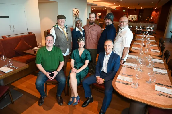 Back row L-R: Jo Bangles (Owner of Splatters Cheese Bar, Velvet & Vice event host), June O'Brien (Owner and Director of Epic Taste Experiences), James McLennan (CEO and Co-founder of Farm My School), Rob Wynne (Geelong Gaol Director, Velvet & Vice event host), Atish Chaudhuri (Executive Chef at Crowne Plaza), Front Row L-R: Darren Purchese (Celebrity chef and Tastes ambassador), Dervilla McGowan (Co-founder and distiller at Anther Gin, Velvet & Vice event host), Deputy Mayor Eddy Kontelj Back row L-R: Jo Bangles (Owner of Splatters Cheese Bar, Velvet & Vice event host), June O'Brien (Owner and Director of Epic Taste Experiences), James McLennan (CEO and Co-founder of Farm My School), Rob Wynne (Geelong Gaol Director, Velvet & Vice event host), Atish Chaudhuri (Executive Chef at Crowne Plaza), Front Row L-R: Darren Purchese (Celebrity chef and Tastes ambassador), Dervilla McGowan (Co-founder and distiller at Anther Gin, Velvet & Vice event host), Deputy Mayor Eddy Kontelj