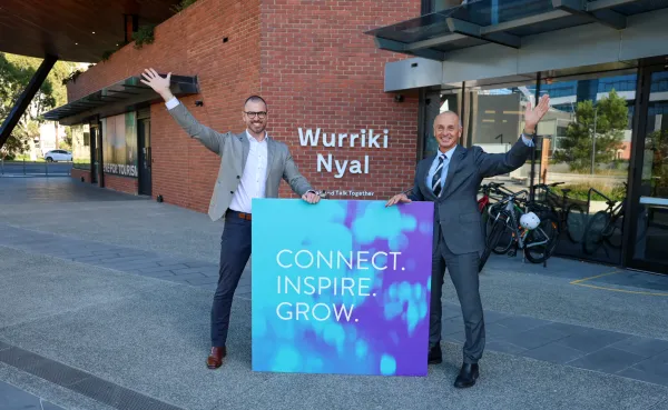 Geelong Chamber of Commerce CEO Jeremy Crawford and Greater Geelong Mayor Stretch Kontelj OAM Geelong Chamber of Commerce CEO Jeremy Crawford and Greater Geelong Mayor Stretch Kontelj OAM