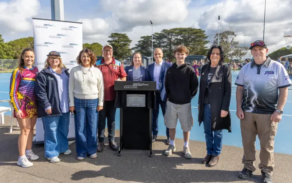 Grinter Reserve upgrades official opening Officials and club members gather for the Grinter Reserve upgrades official opening