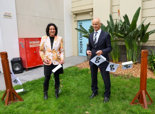 Christine Couzens MP and Mayor Kontelj cut the ribbon Christine Couzens MP and Mayor Kontelj cut the ribbon