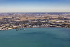 Viva Refinery (Formerly Shell) Drone image of Viva Refinery (Formerly Shell) showing the facility and the bay