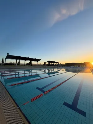 Outdoor pool at Linda McGill Aquatic Centre Outdoor pool at Linda McGill Aquatic Centre as the sun rises